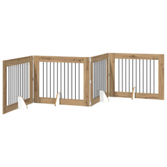 vidaXL Foldable Dog Gate with Stands 4 pcs Artisan Oak 401 cm 2