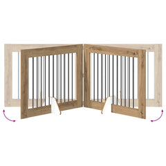 vidaXL Foldable Dog Gate with Stands 4 pcs Artisan Oak 401 cm 6