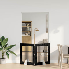 vidaXL Foldable Dog Gate with Stands 2 pcs Black Oak 160.5 cm 1