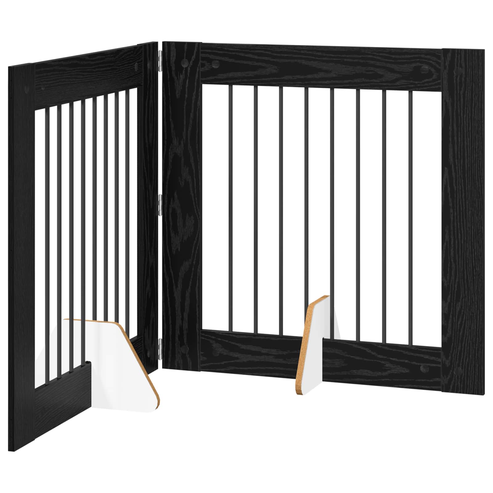 vidaXL Foldable Dog Gate with Stands 2 pcs Black Oak 160.5 cm 2