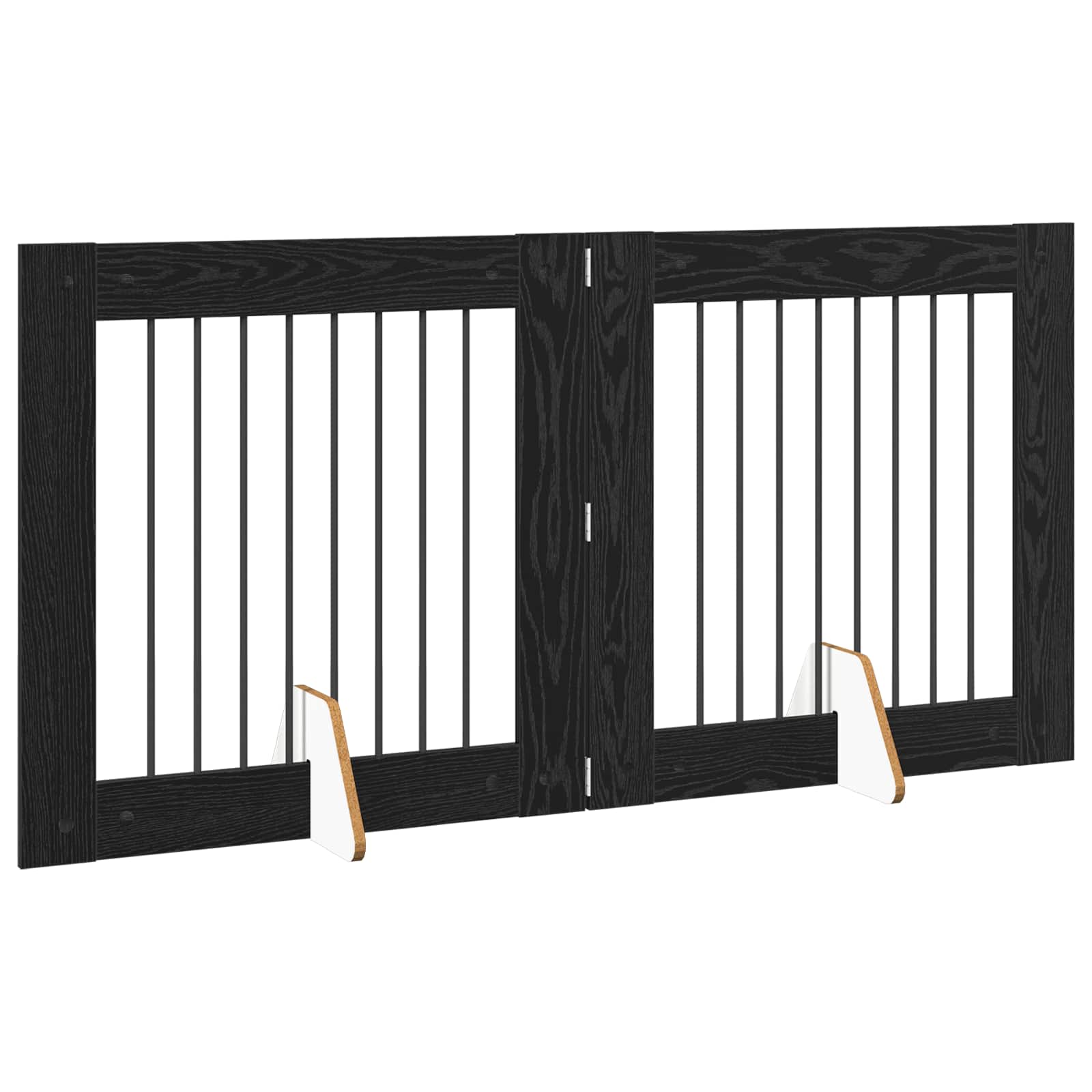 vidaXL Foldable Dog Gate with Stands 2 pcs Black Oak 160.5 cm 3