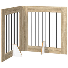 vidaXL Foldable Dog Gate with Stands 2 pcs Sonoma Oak 160.5 cm 2