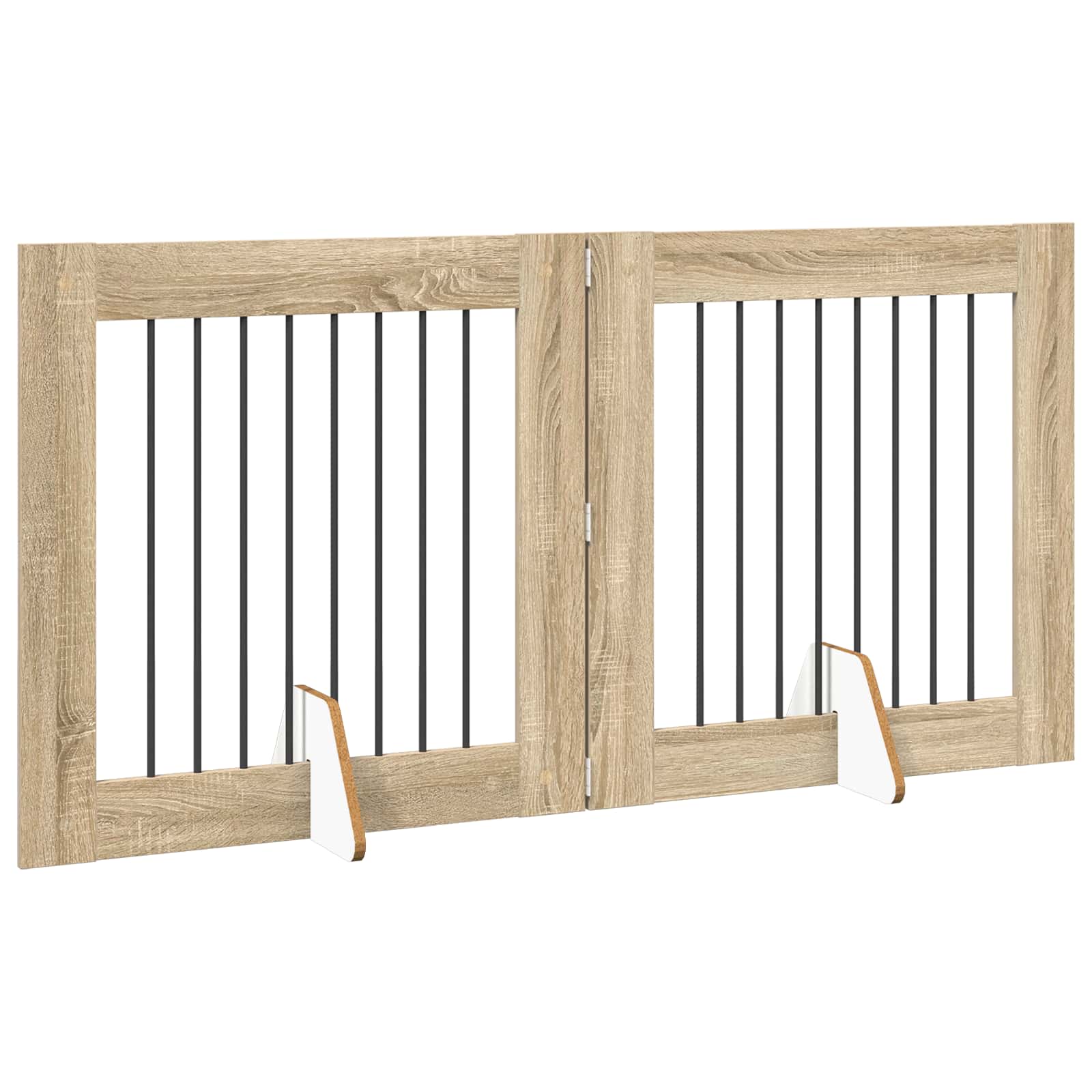 vidaXL Foldable Dog Gate with Stands 2 pcs Sonoma Oak 160.5 cm 3