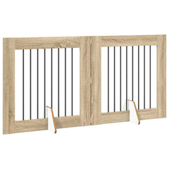 vidaXL Foldable Dog Gate with Stands 2 pcs Sonoma Oak 160.5 cm 3