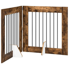 vidaXL Foldable Dog Gate with Stands 2 pcs Smoked Oak 160.5 cm 2