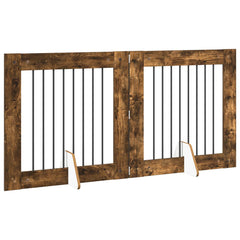 vidaXL Foldable Dog Gate with Stands 2 pcs Smoked Oak 160.5 cm 3