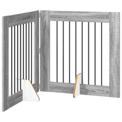 vidaXL Foldable Dog Gate with Stands 2 pcs Grey Sonoma 160.5 cm 2