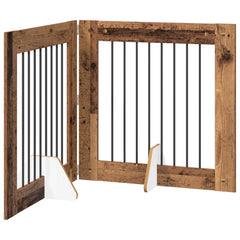 vidaXL Foldable Dog Gate with Stands 2 pcs Old Wood 160.5 cm 2