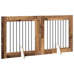 vidaXL Foldable Dog Gate with Stands 2 pcs Old Wood 160.5 cm 3