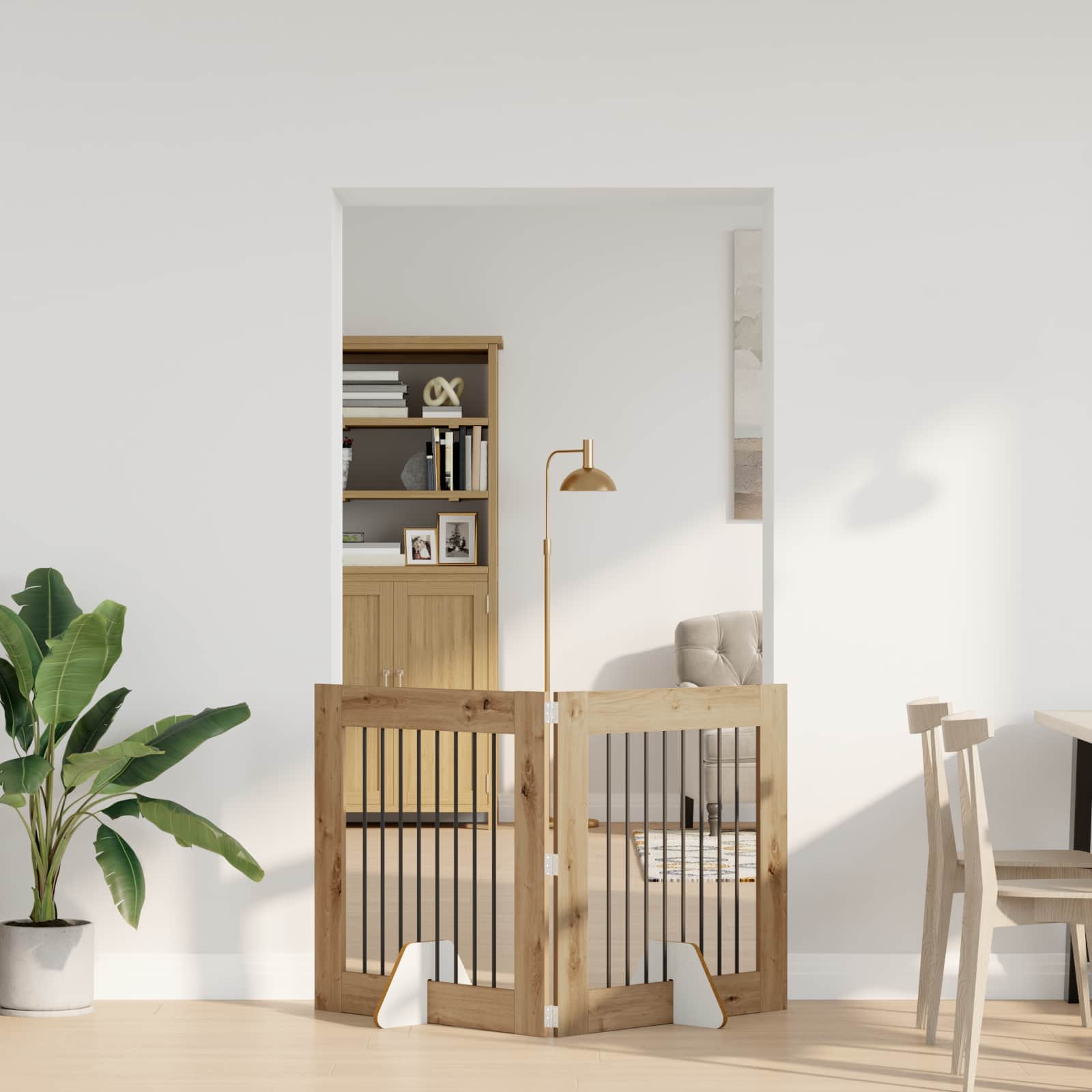 vidaXL Foldable Dog Gate with Stands 2 pcs Artisan Oak 160.5 cm 1