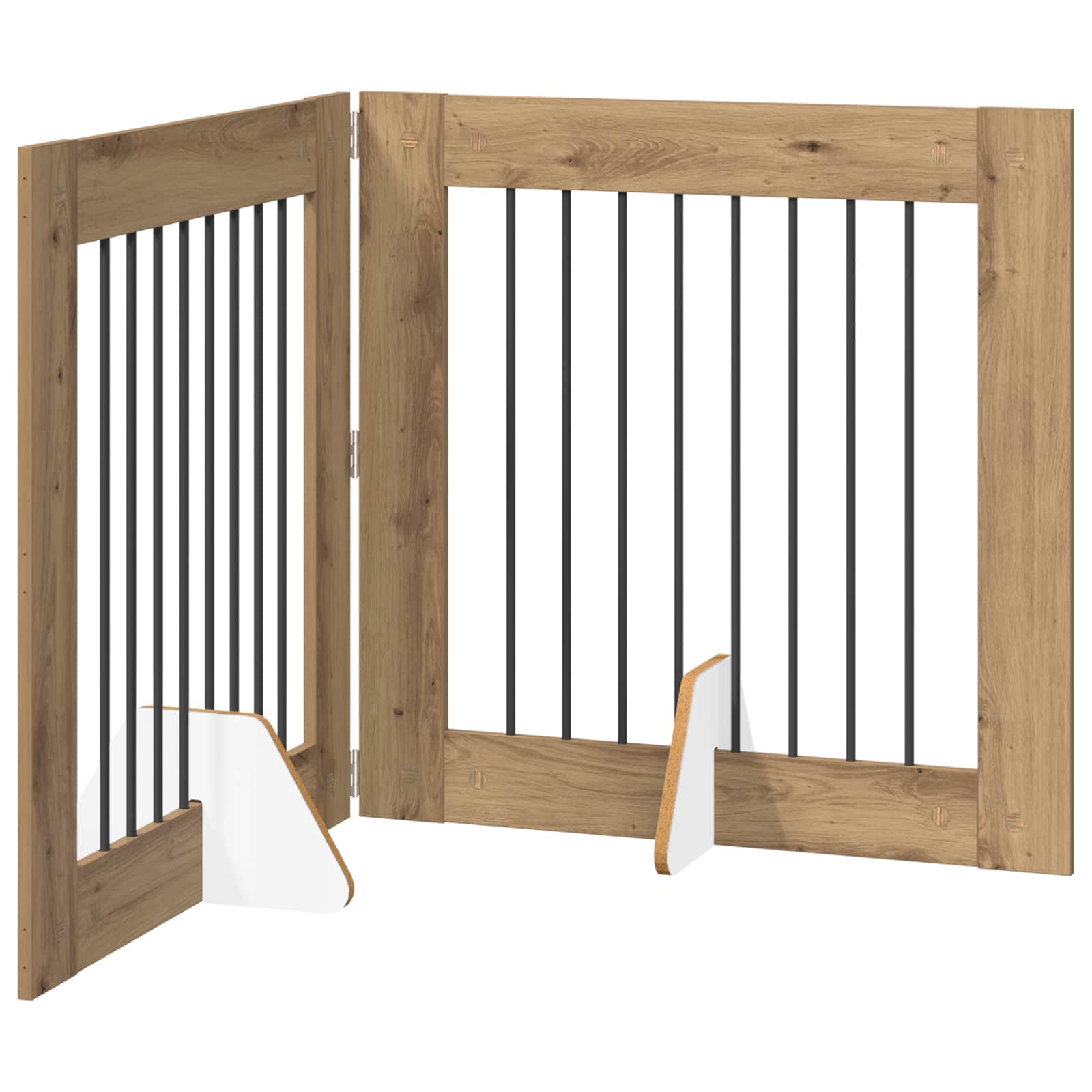 vidaXL Foldable Dog Gate with Stands 2 pcs Artisan Oak 160.5 cm 2