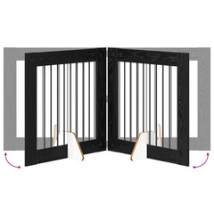 vidaXL Foldable Dog Gate with Stands 4 pcs Black Oak 321 cm 6