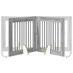 vidaXL Foldable Dog Gate with Stands 4 pcs Grey Sonoma 321 cm 6