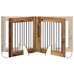 vidaXL Foldable Dog Gate with Stands 4 pcs Old Wood 321 cm 6