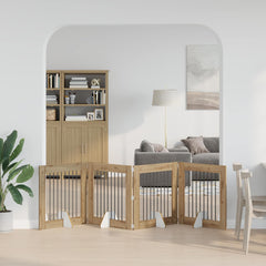 vidaXL Foldable Dog Gate with Stands 4 pcs Artisan Oak 321 cm 1