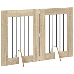 vidaXL Foldable Dog Gate with Stands 2 pcs Sonoma Oak 120.5 cm 3