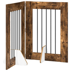 vidaXL Foldable Dog Gate with Stands 2 pcs Smoked Oak 120.5 cm 2