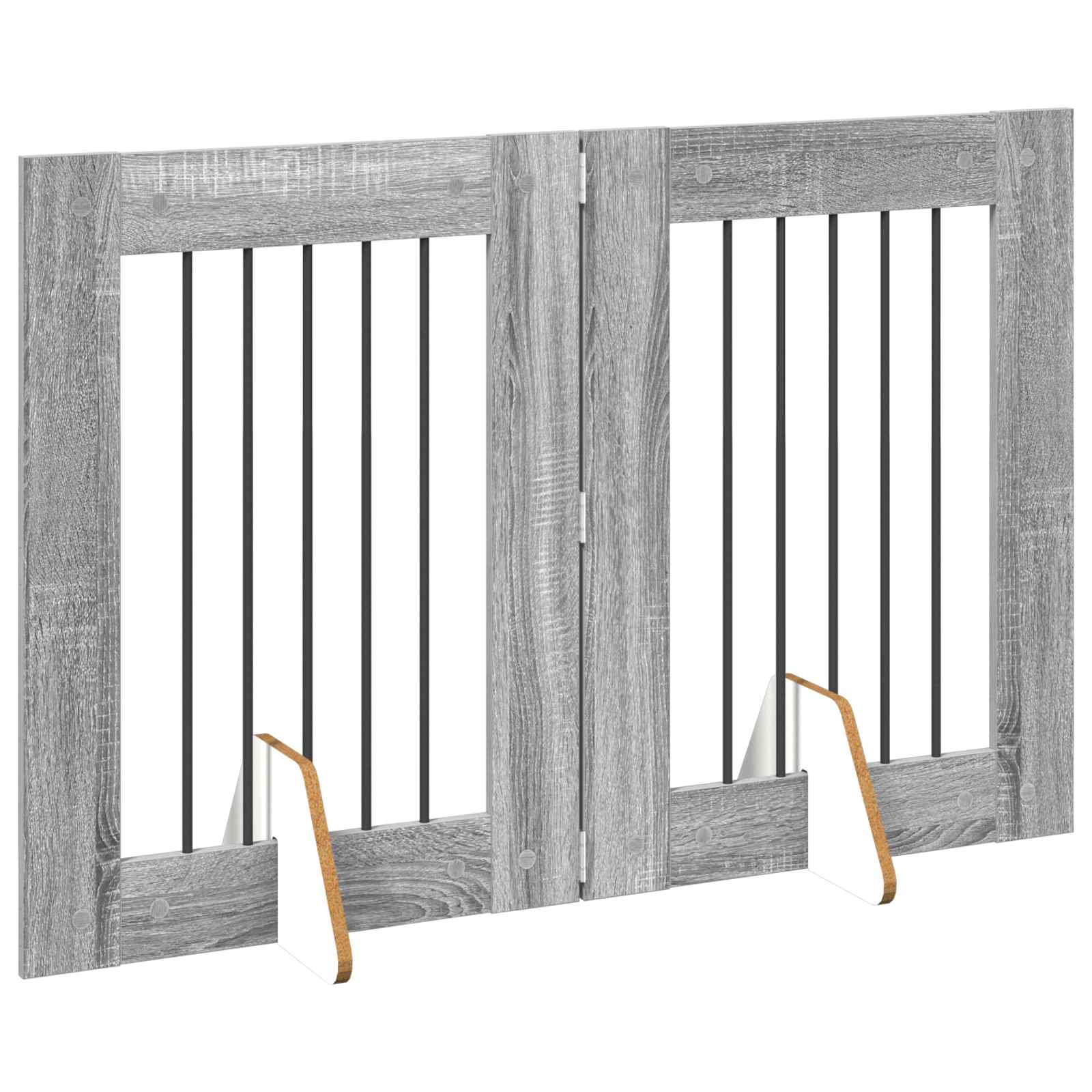 vidaXL Foldable Dog Gate with Stands 2 pcs Grey Sonoma 120.5 cm 3