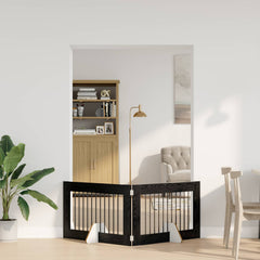 vidaXL Foldable Dog Gate with Stands 2 pcs Black Oak 200.5 cm 1