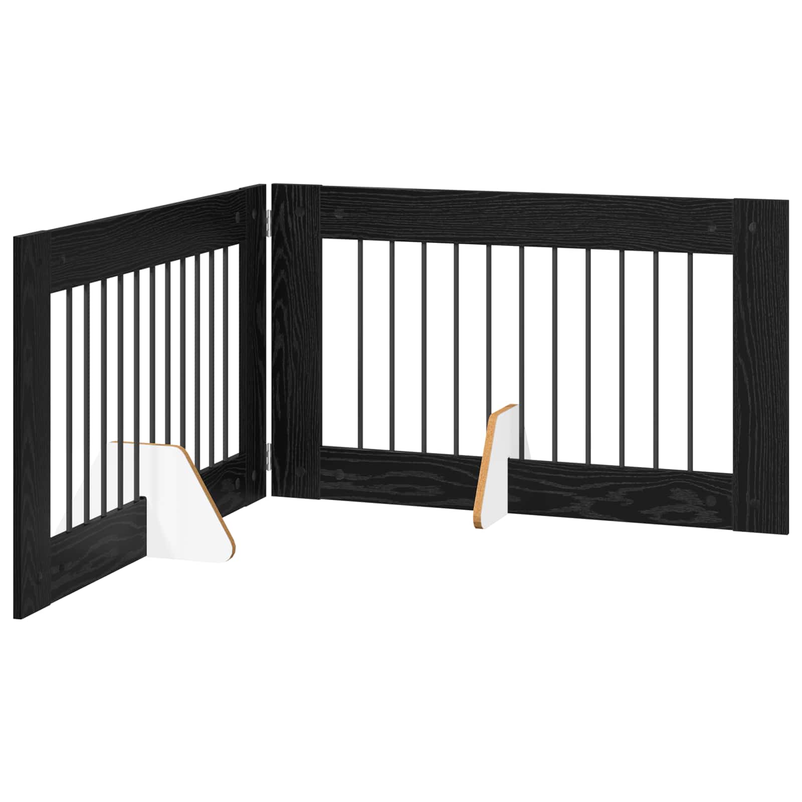 vidaXL Foldable Dog Gate with Stands 2 pcs Black Oak 200.5 cm 2