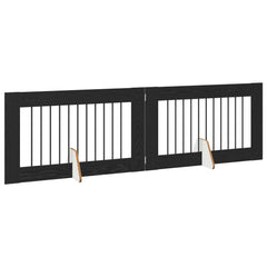 vidaXL Foldable Dog Gate with Stands 2 pcs Black Oak 200.5 cm 3