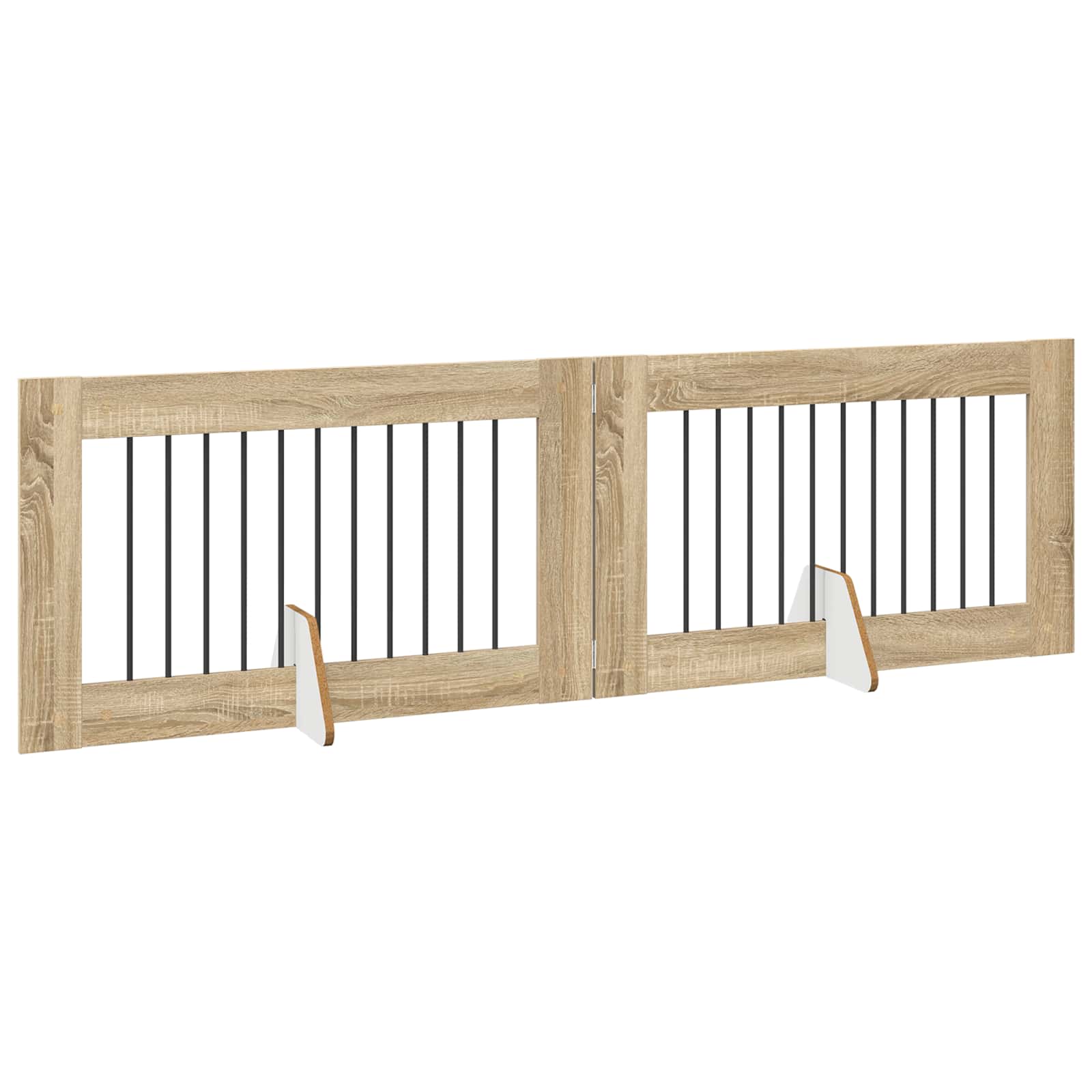 vidaXL Foldable Dog Gate with Stands 2 pcs Sonoma Oak 200.5 cm 3