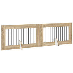 vidaXL Foldable Dog Gate with Stands 2 pcs Sonoma Oak 200.5 cm 3