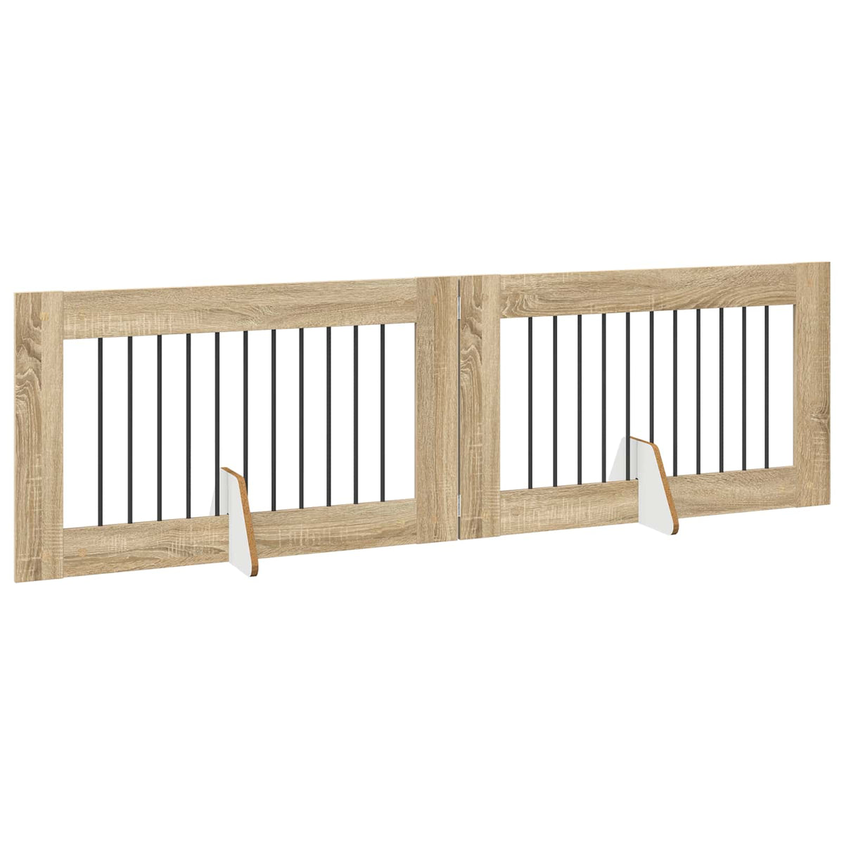 Foldable Dog Gate with Stands 200.5 cm Width 100 cm 2 Sonoma oak 60 cm