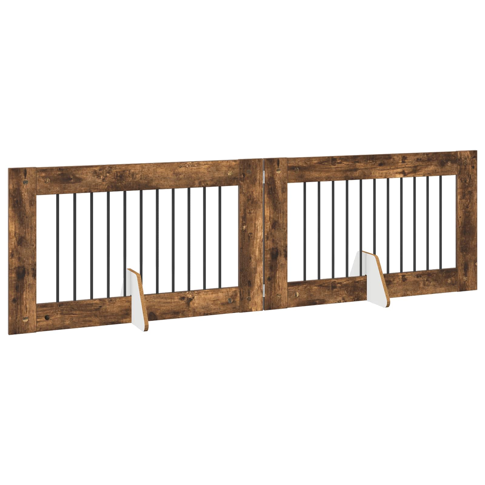 vidaXL Foldable Dog Gate with Stands 2 pcs Smoked Oak 200.5 cm 3