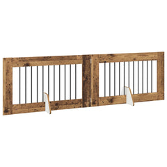vidaXL Foldable Dog Gate with Stands 2 pcs Old Wood 200.5 cm 3