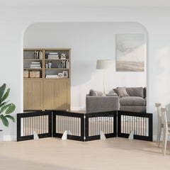 vidaXL Foldable Dog Gate with Stands 4 pcs Black Oak 401 cm 1