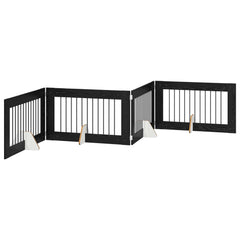 vidaXL Foldable Dog Gate with Stands 4 pcs Black Oak 401 cm 2