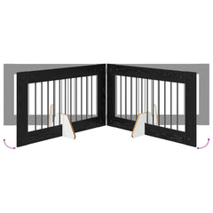 vidaXL Foldable Dog Gate with Stands 4 pcs Black Oak 401 cm 6