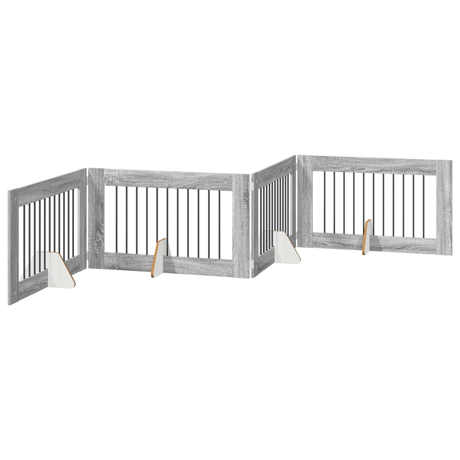 vidaXL Foldable Dog Gate with Stands 4 pcs Grey Sonoma 401 cm 2