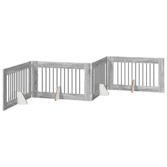 vidaXL Foldable Dog Gate with Stands 4 pcs Grey Sonoma 401 cm 2