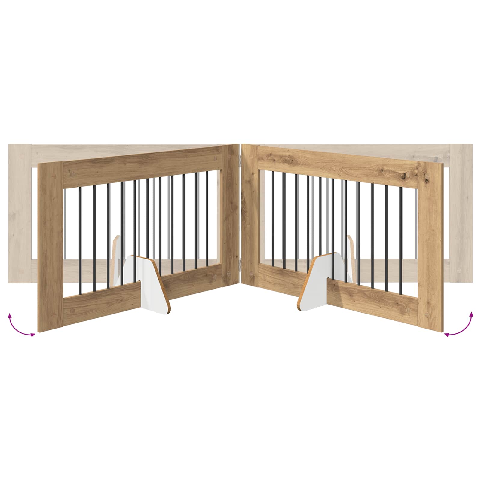 vidaXL Foldable Dog Gate with Stands 4 pcs Artisan Oak 401 cm 6