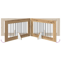 vidaXL Foldable Dog Gate with Stands 4 pcs Artisan Oak 401 cm 6