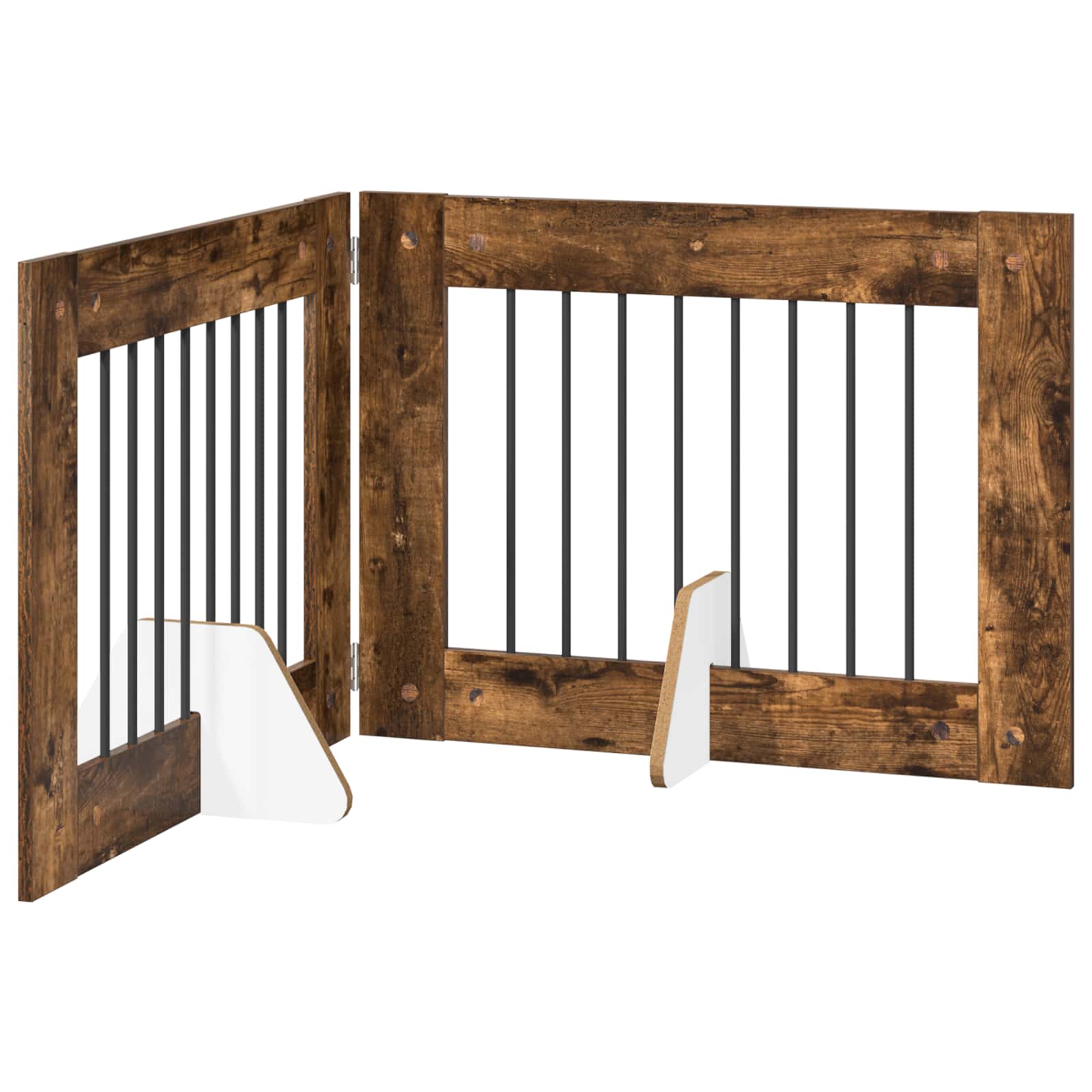 vidaXL Foldable Dog Gate with Stands 2 pcs Smoked Oak 160.5 cm 2