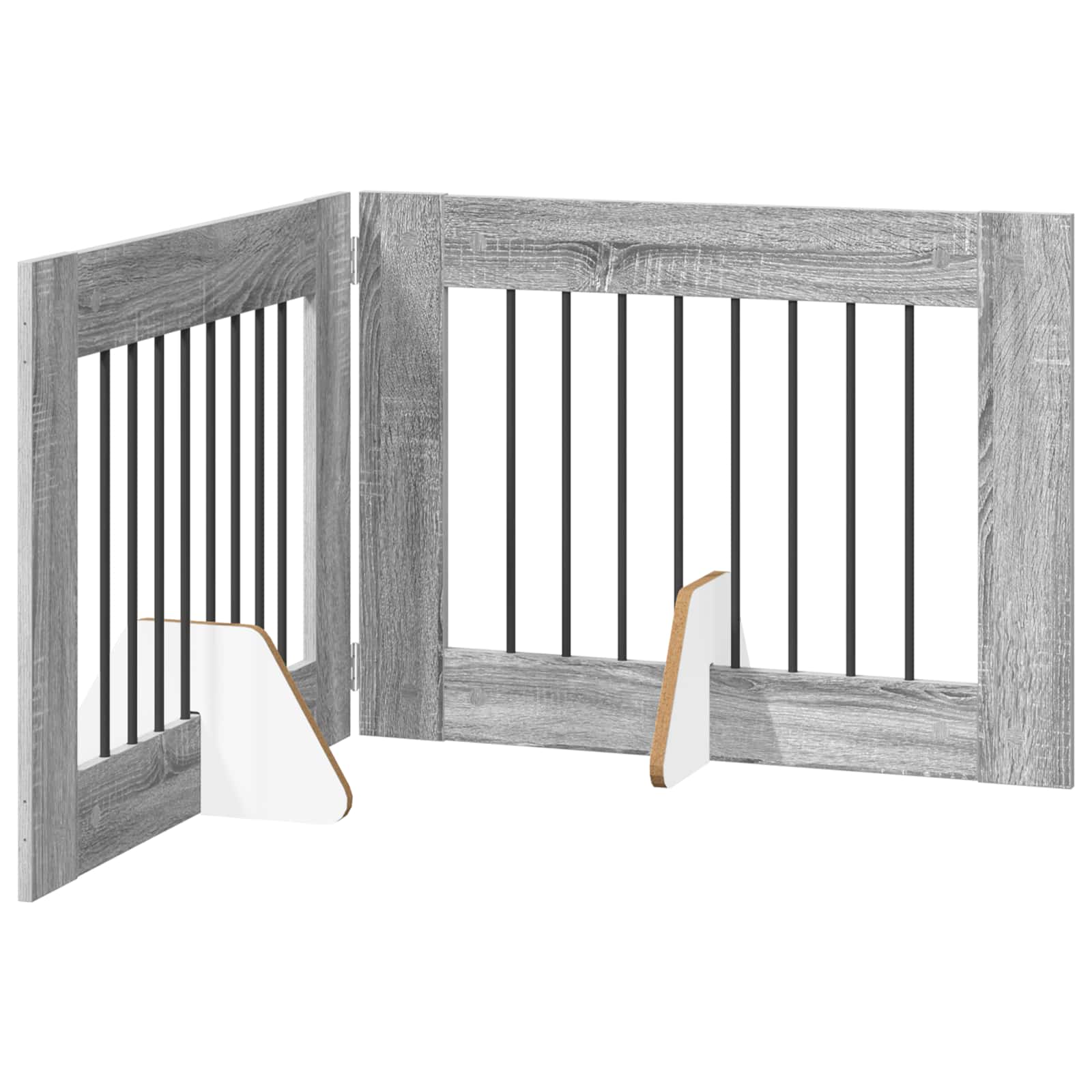 vidaXL Foldable Dog Gate with Stands 2 pcs Grey Sonoma 160.5 cm 2