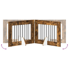 vidaXL Foldable Dog Gate with Stands 4 pcs Smoked Oak 321 cm 6