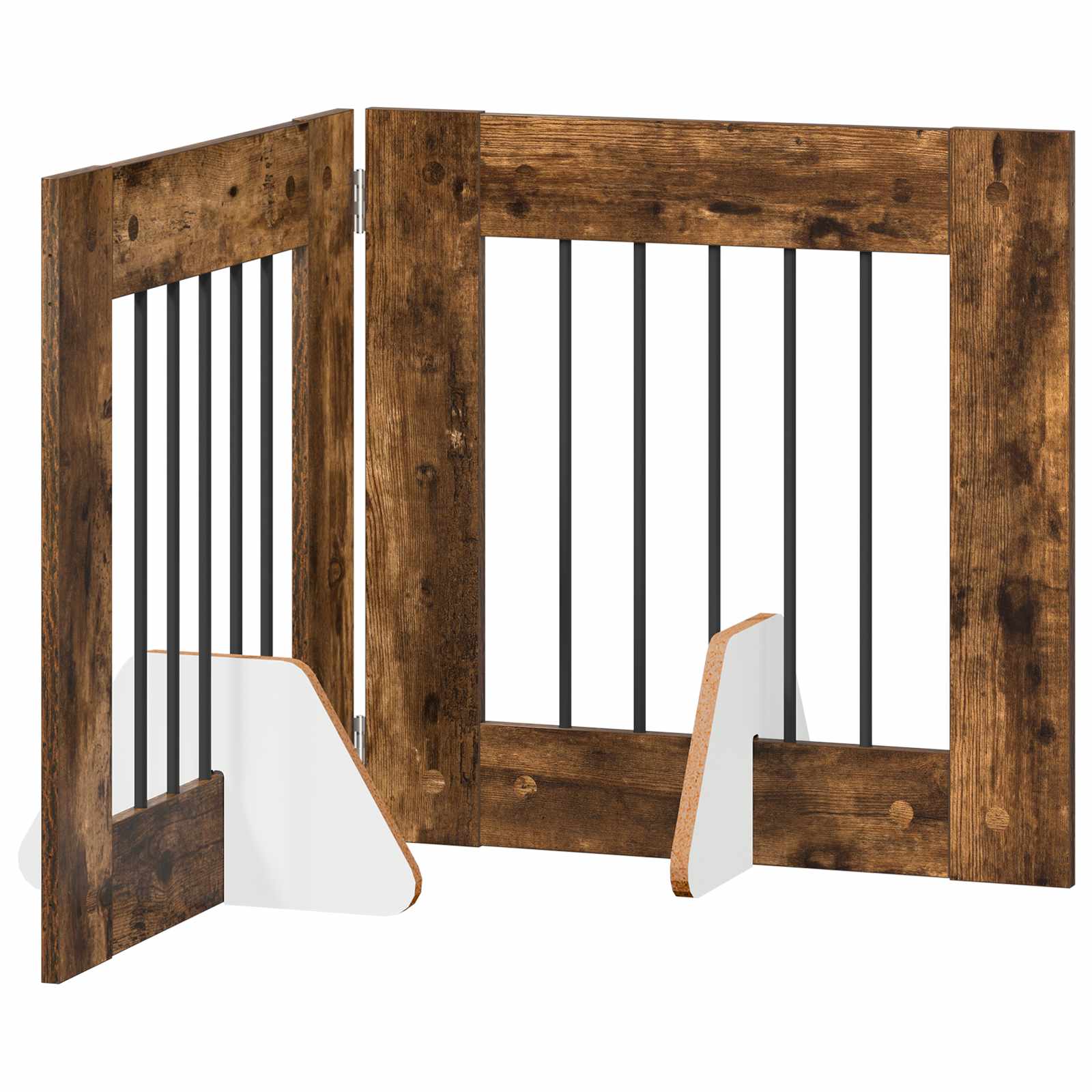 vidaXL Foldable Dog Gate with Stands 2 pcs Smoked Oak 120.5 cm 2