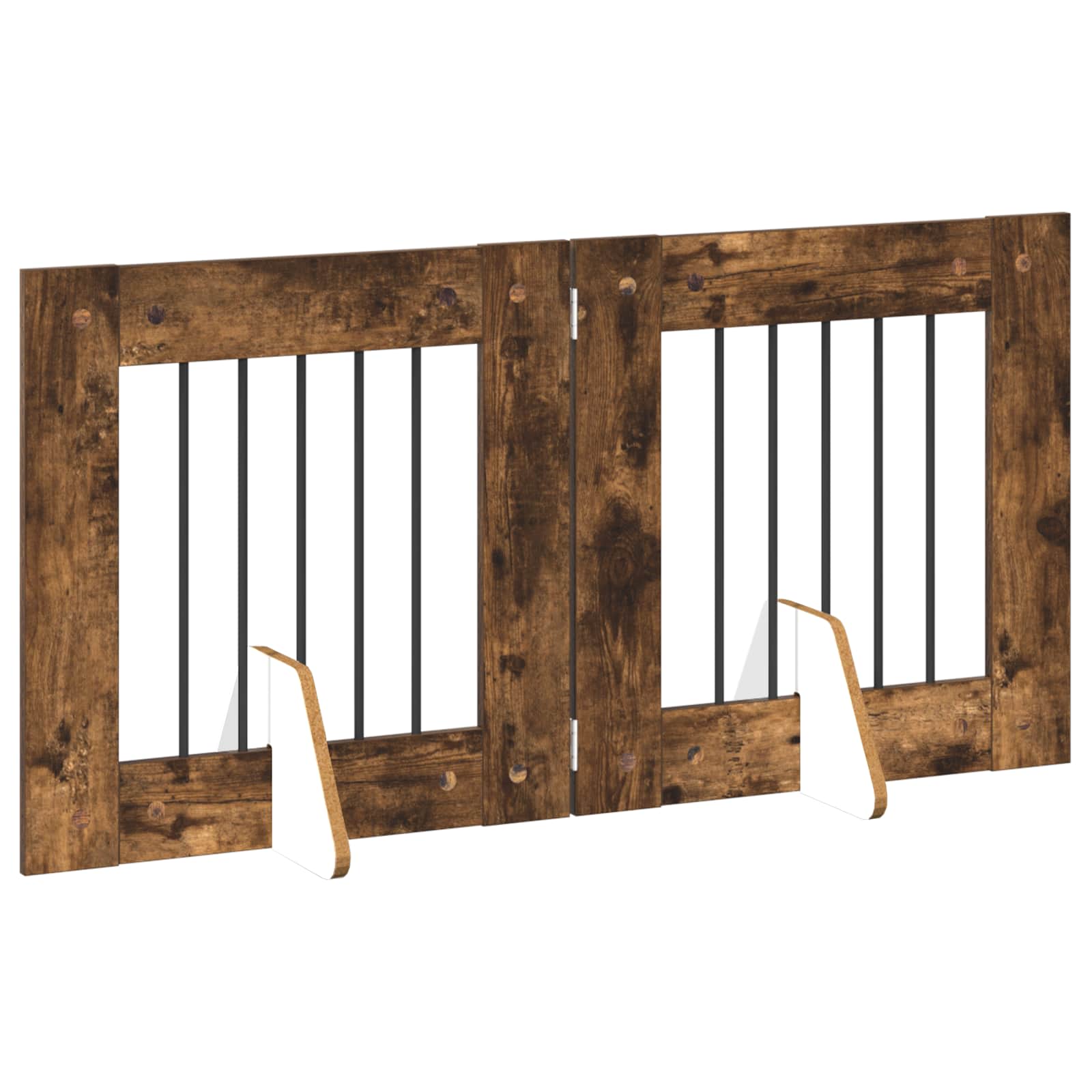 vidaXL Foldable Dog Gate with Stands 2 pcs Smoked Oak 120.5 cm 3