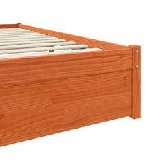 Bed Frame Solid Pine Wood Length 200 cm Wax brown 200 cm