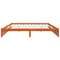 Bed Frame Solid Pine Wood Length 200 cm Wax brown 200 cm