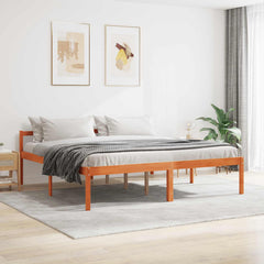 Senior Bed without Mattress Solid Wood Pine Wax Brown 6FT Super King Size
