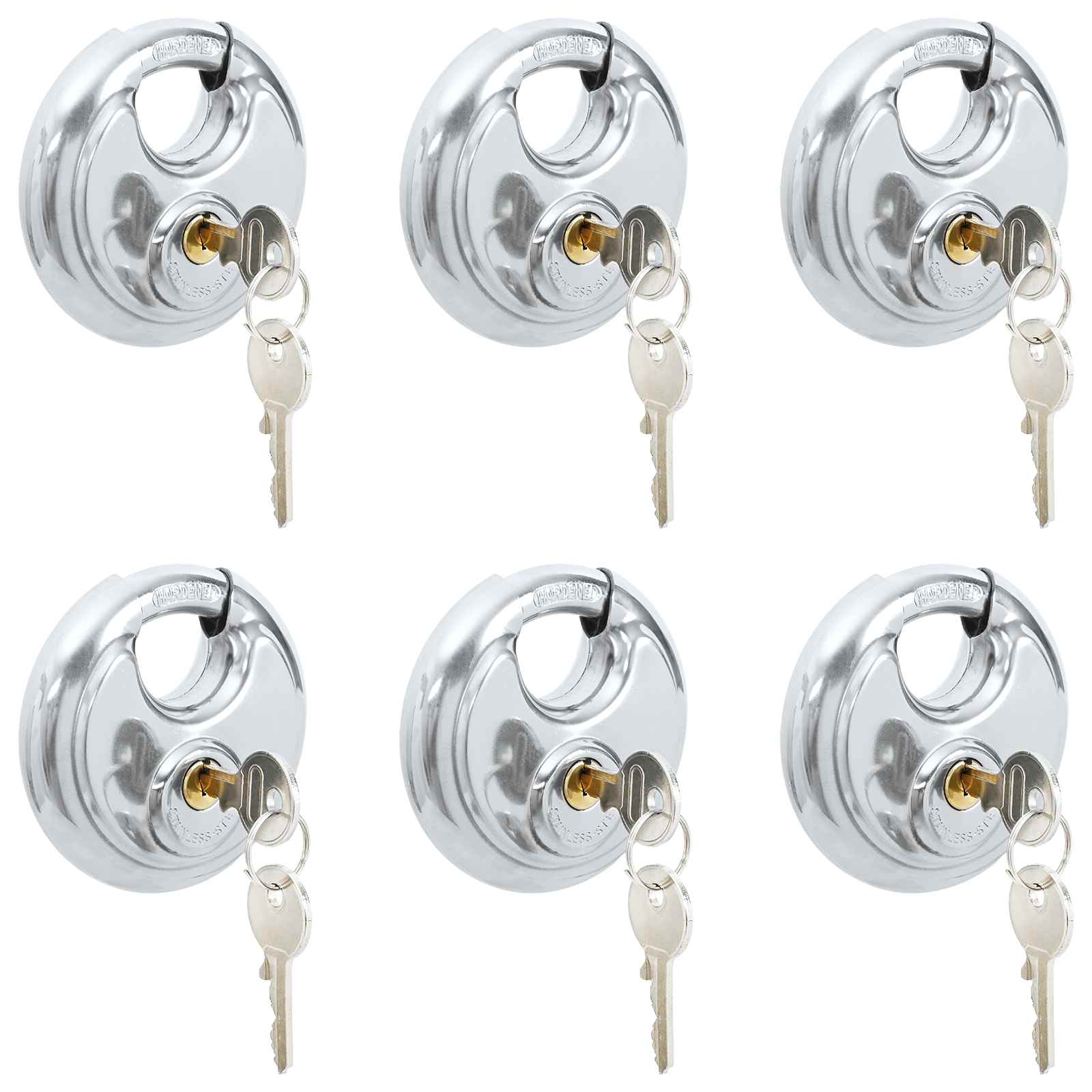 vidaXL Discus Locks with Keys 6 pcs Silver 9 x 2.8 x 9 cm 2
