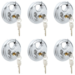 vidaXL Discus Locks with Keys 6 pcs Silver 9 x 2.8 x 9 cm 2