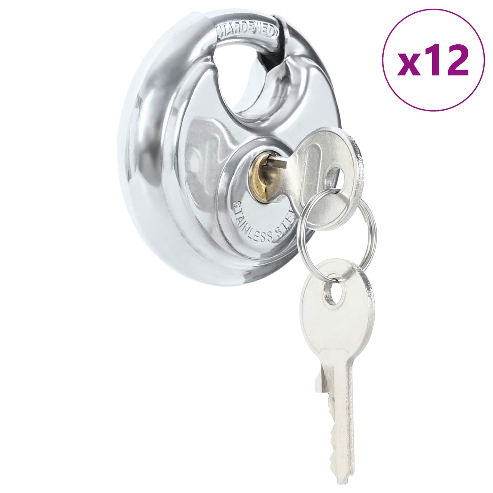 vidaXL Discus Locks with Keys 12 pcs Silver 9 x 2.8 x 9 cm 3