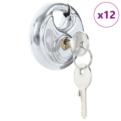 vidaXL Discus Locks with Keys 12 pcs Silver 9 x 2.8 x 9 cm 3