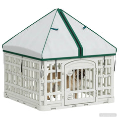 4 Panel Dog Playpen Plastic White with Roof 60 cm 82 cm 60 cm